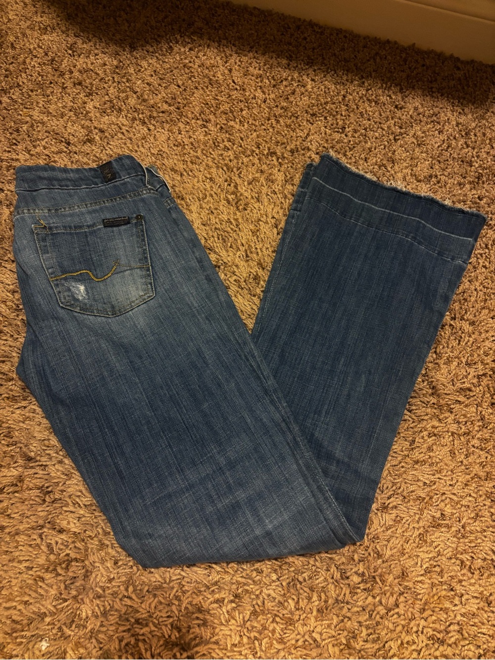 7 For All Mankind Women's Medium Blue Wide-Leg Jeans